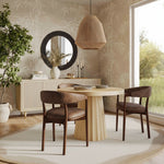 Vina Vegan Leather Dining Chair in Brown