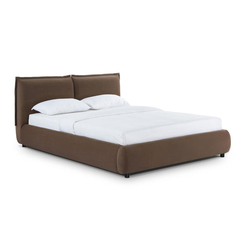 Mel Faux Mohair Velvet King Bed in Brown