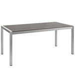 Shore Outdoor Aluminum Dining Table in Silver Gray