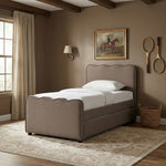 Gatsby Velvet Twin Trundle Bed in Taupe