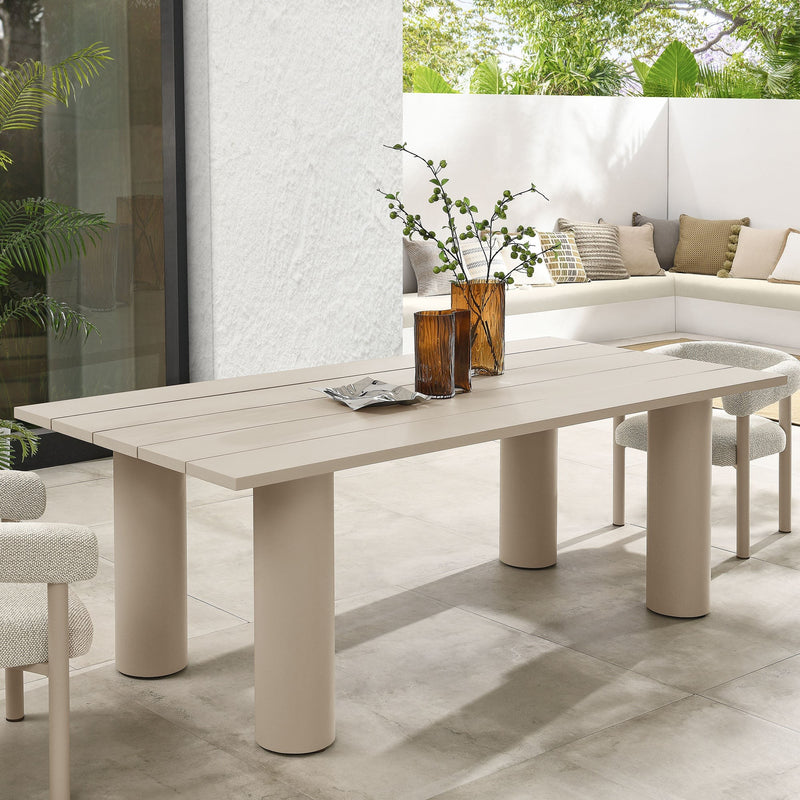 Nautica Outdoor 87" Rectangular Aluminum Dining Table in Taupe