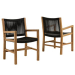 Vienna Outdoor Teak and Rope Dining Armchairs Set of 2 in Natural Black