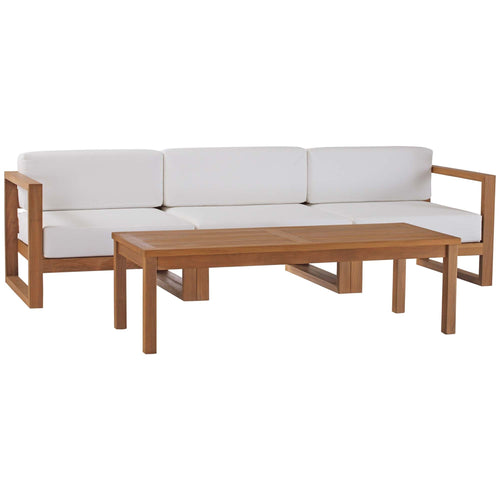 Upland Outdoor Teak Wood 4-Piece Furniture Set in Natural White