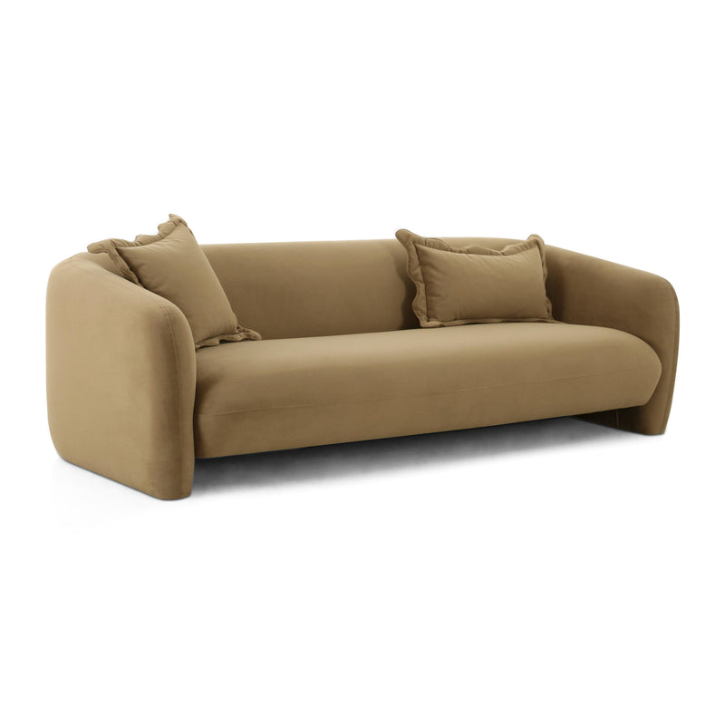 Lou 91" Velvet Sofa in Cafe Au Lait