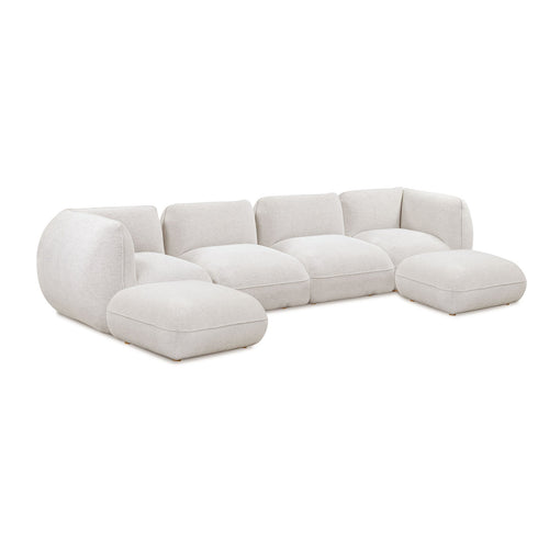 Arezza Chenille U-Chaise Sectional in Stone White