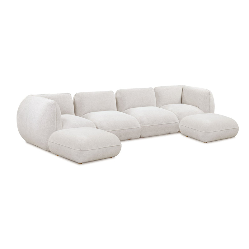 Arezza Chenille U-Chaise Sectional in Stone White
