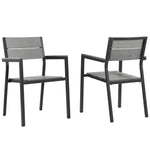 Maine Outdoor Dining Armchair Set of 2 in Brown Gray