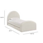 Moon Boucle Twin Trundle Bed in Cream