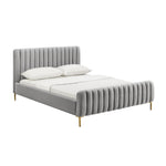 Angela Velvet King Bed in Grey