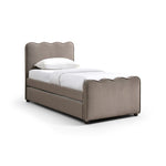 Gatsby Velvet Twin Trundle Bed in Taupe