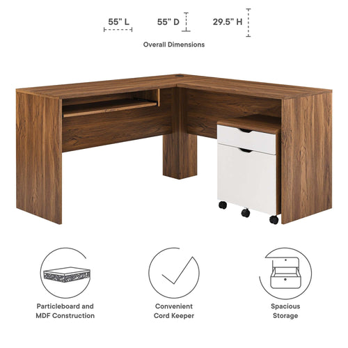 Envision Desk and File Cabinet Set in Walnut / White