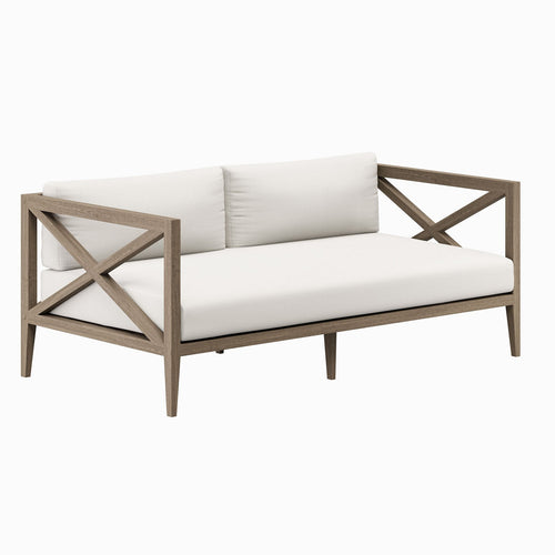 Northlake Teak Outdoor Loveseat in Weathered Gray