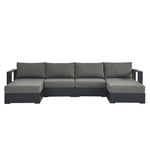 Tahoe 4-Piece Outdoor Aluminum Sectional Sofa Set in Gray Charcoal