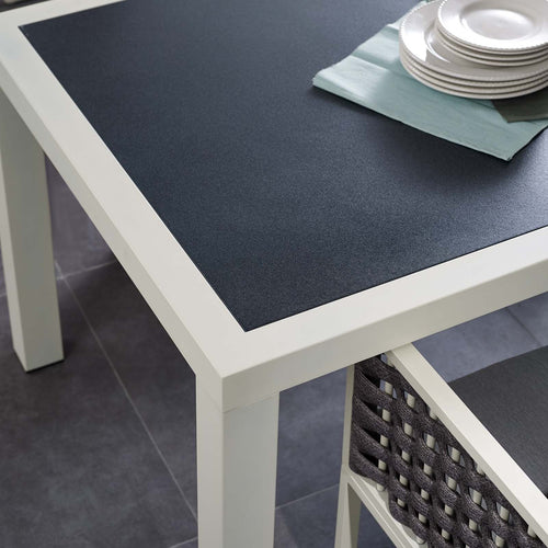 Stance 90.5" Outdoor Aluminum Dining Table in White Gray