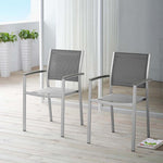 Shore Outdoor Aluminum Dining Chair Set of 2 in Silver Gray