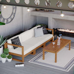 Upland Outdoor Teak Wood 4-Piece Furniture Set in Natural White
