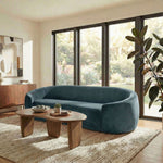 Contessa Curved Velvet Sofa in Cadet Blue