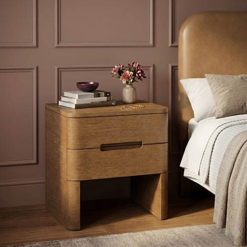 Caswell Oak Nightstand in Brown