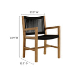 Vienna Outdoor Teak and Rope Dining Armchairs Set of 2 in Natural Black
