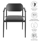 Aeris Stackable Outdoor Aluminum Dining Armchair Set of 2 in Charcoal