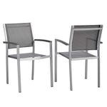 Shore Outdoor Aluminum Dining Chair Set of 2 in Silver Gray