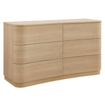 Mirae 6-Drawer Curved Dresser in Brushed Light Oak