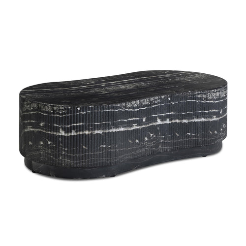 Hades 47" Faux Marble Concrete Coffee Table in Black Marble