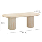 Brut Concrete 86" Oval Dining Table in Travertine