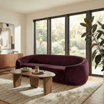 Contessa Curved Velvet Sofa in Mulberry