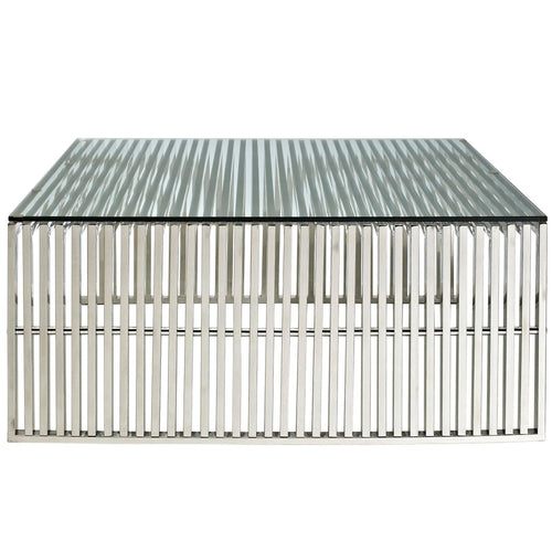 Gridiron Stainless Steel Coffee Table in Silver