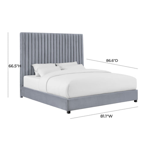 Arabelle Velvet King Bed in Grey