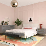 Trident 62" Vegan Leather 6-Drawer Dresser in Grey