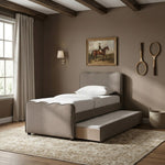 Gatsby Velvet Twin Trundle Bed in Taupe