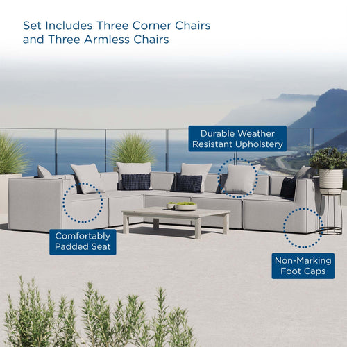 Saybrook Outdoor 6-Piece Sectional Sofa in Gray