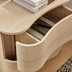 Mirae 2-Drawer Curved Nightstand in Brushed Light Oak