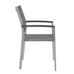 Shore Outdoor Aluminum Dining Chair Set of 2 in Silver Gray