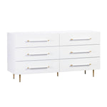 Trident 62" Vegan Leather 6-Drawer Dresser in White