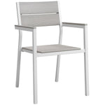 Maine Outdoor Dining Armchair Set of 2 in White Light Gray