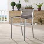 Shore Outdoor Aluminum Dining Armchair in Silver Gray