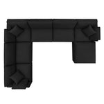 Commix 7-Piece Down Filled Sectional Sofa in Black