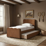 Gatsby Velvet Twin Trundle Bed in Saddle