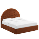 Solana King Arched Velvet Platform Bed in Rust