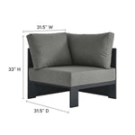 Tahoe 3-Piece Outdoor Aluminum Sectional Sofa Set in Gray Charcoal