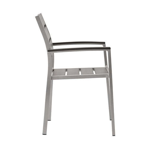 Shore Outdoor Aluminum Dining Armchair in Silver Gray