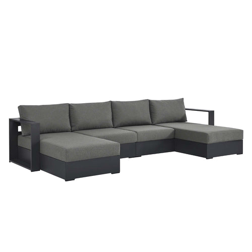 Tahoe 4-Piece Outdoor Aluminum Sectional Sofa Set in Gray Charcoal