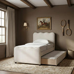 Gatsby Velvet Twin Trundle Bed in Cream