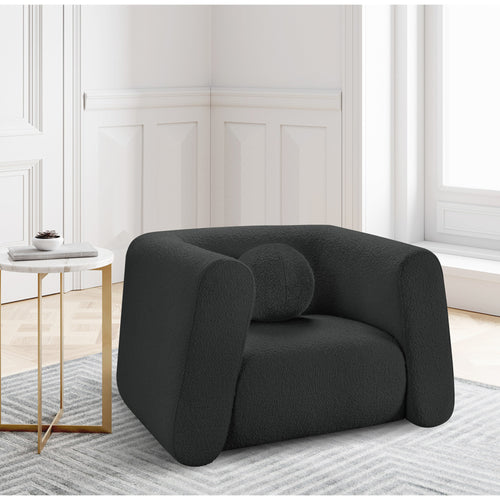 Abbington Boucle Fabric Upholstered Chair in Black