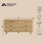 Solara 68" Solid Wood Dresser (6-Drawer) in Natural Oak