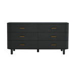Solara 68" Solid Wood Dresser (6-Drawer) in Black