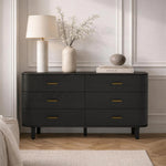 Solara 68" Solid Wood Dresser (6-Drawer) in Black